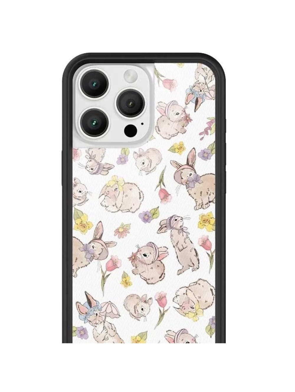 Wildflower Bunnies in Bonnets Floral iPhone 15 Pro Max Phone Case Cute New